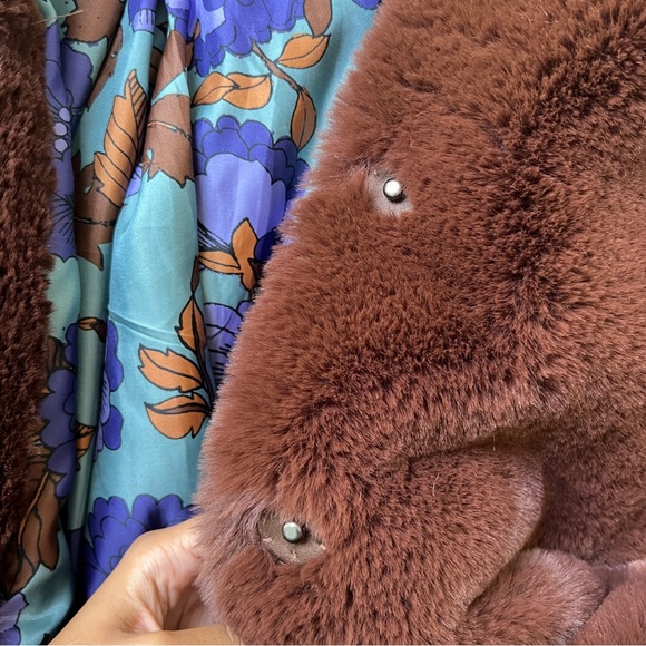 Mango Lapels Faux Fur Brown Tobacco Coat - Picture 7 of 16